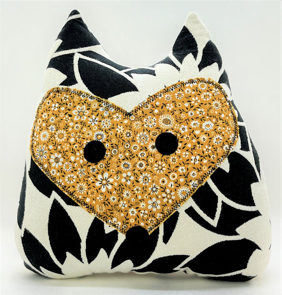 Black and white modern fox pillow with tawny prairie print