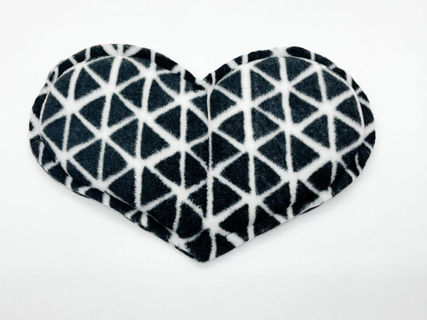 heart in a black and white geometric print