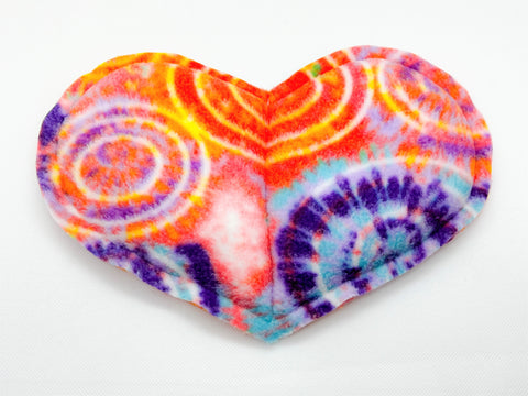 Heart in bright multicolor tie dye with orange blue and purple