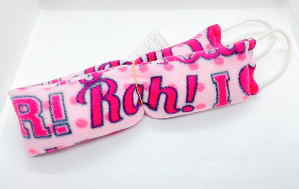 neck wrap with handles in pink cheerleader print
